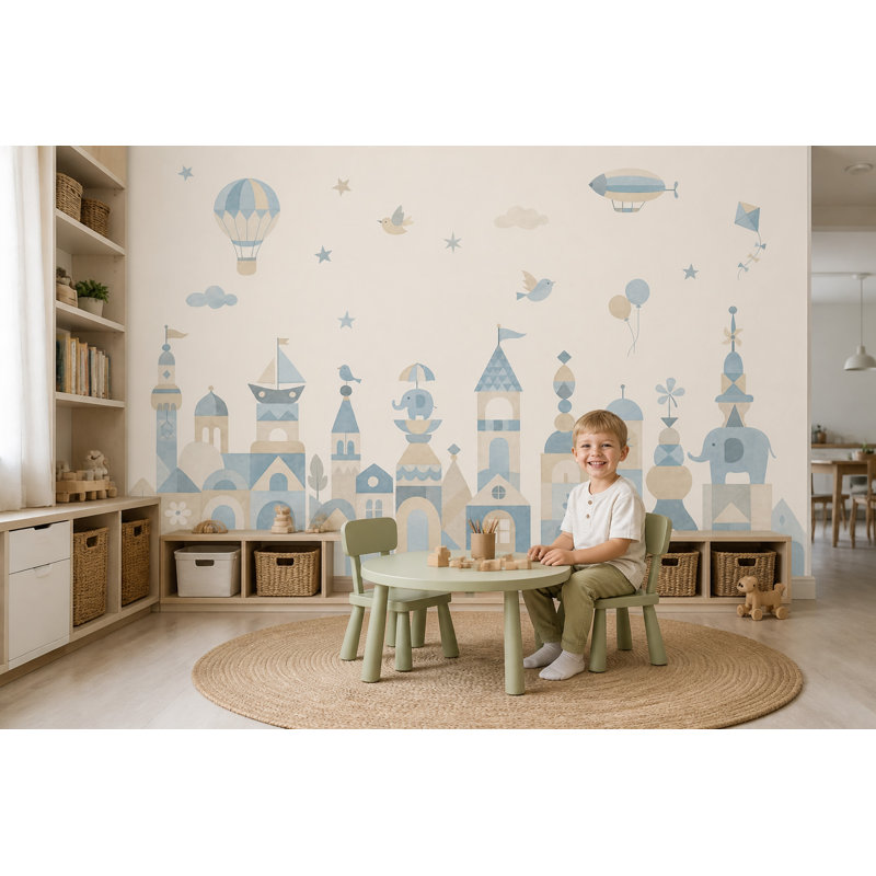 Papier peint montgolfière pour enfants, 140 po x 108 po, Non tissé
