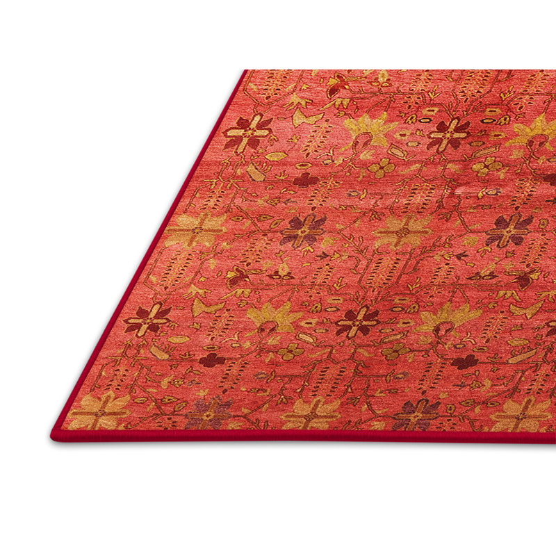 Tapis rouge à motif floral, Rectangle 2 pi x 3 pi