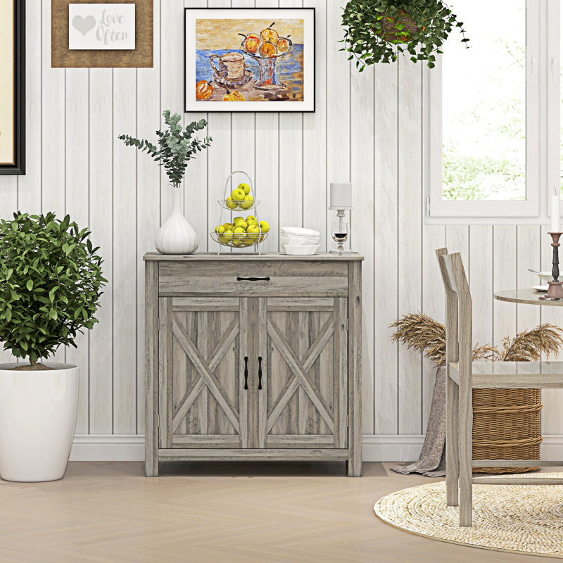 Buffet avec armoire de rangement, Gris délavé