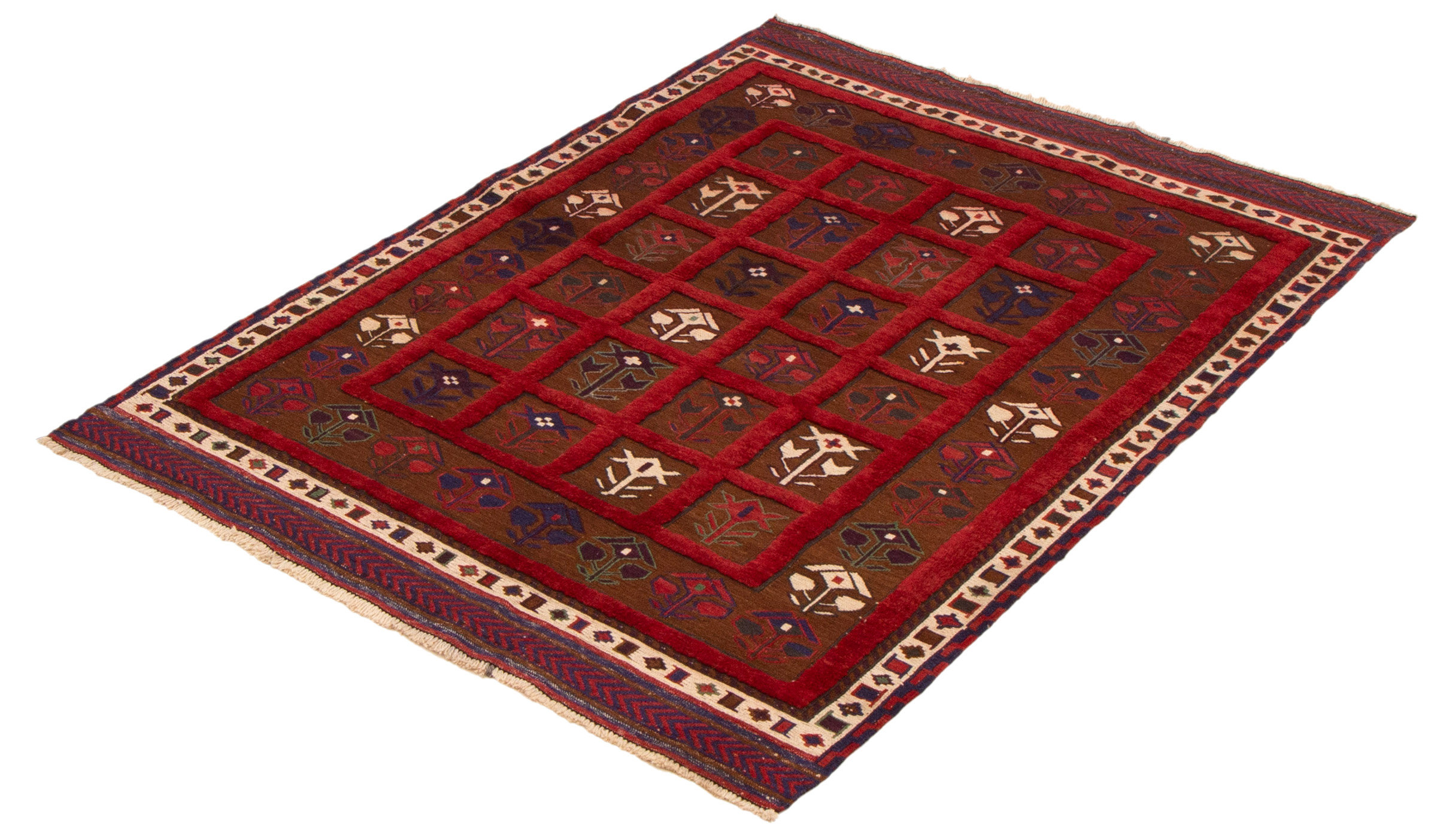 Isabelline Tajik Dark Red Rug 4'3