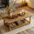 47" Solid Wood Coffee Table, Modern Farmhous Center Table with 2-Tier Storage-1410320532