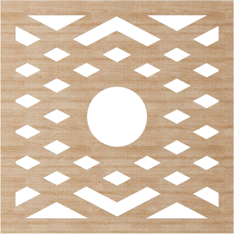 Médaillon de plafond à chevrons, Aulne, H 38 po x l 38 po x P 0,38 po