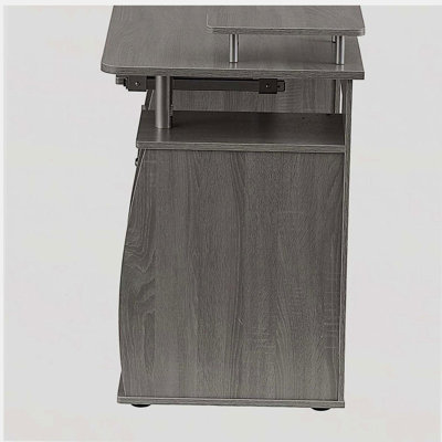 Bureau d'ordinateur complet avec rangement, gris