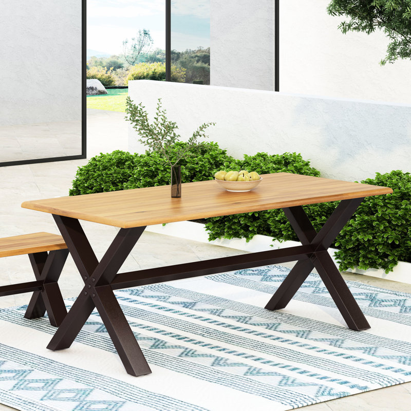 Table de salle à manger en bois avec pieds en fer, 69,98 l 35,11 po 30,02 H pieds