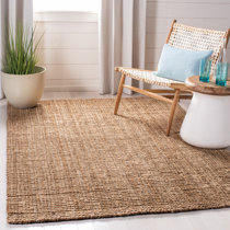 Paco Home Hand-Woven Jute Rug Round with Natural Fibers in Nature-Black, Size: 5'3 Round