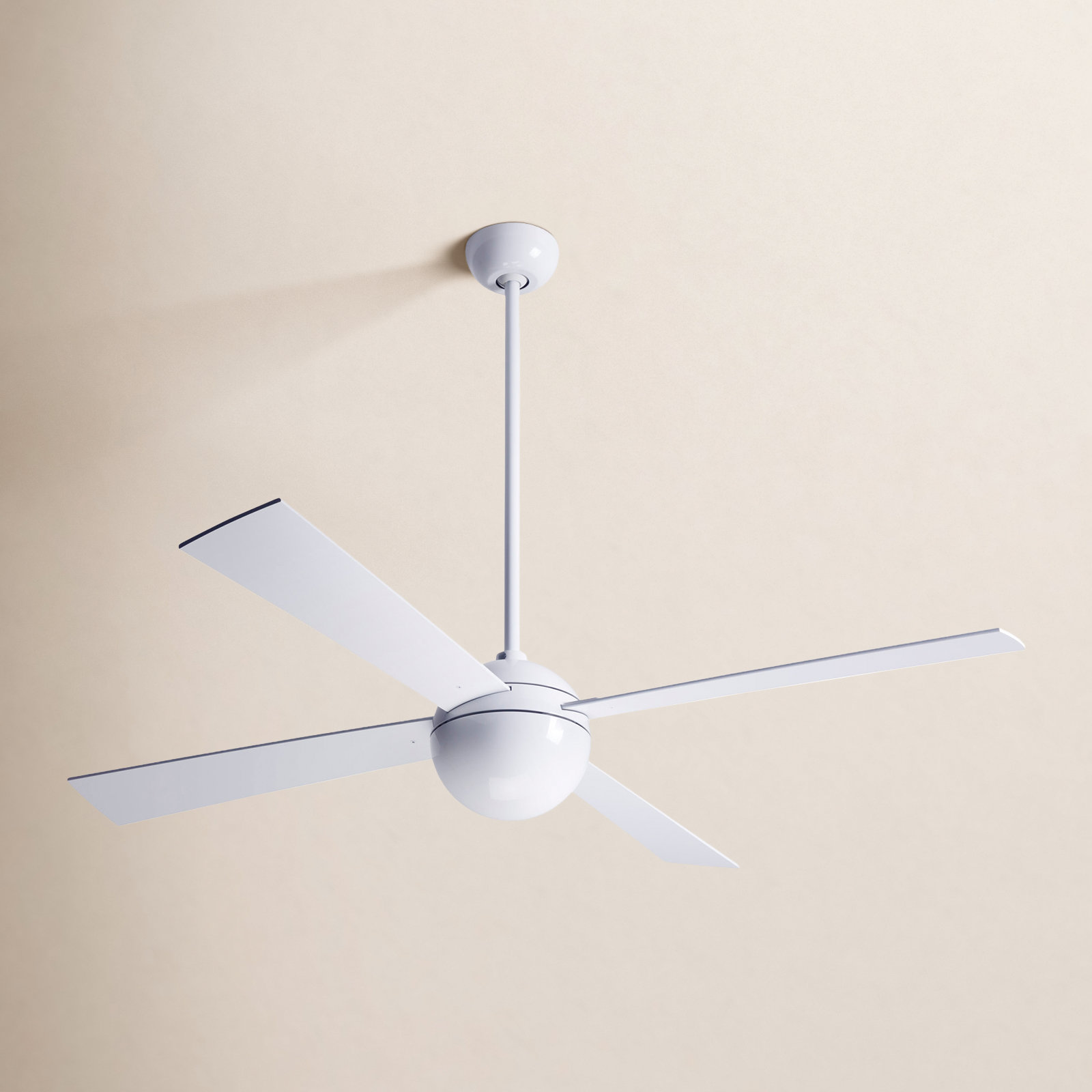 Ball 52'' 4 Blade Ceiling Fan, Aluminum, Handheld Remote Control (2-wire), Gloss White