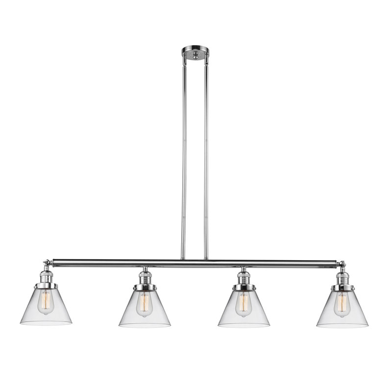 Luminaire suspendu linéaire à 4 lumières pour îlot de cuisine Shofner, Transparent, Ampoule non incluse