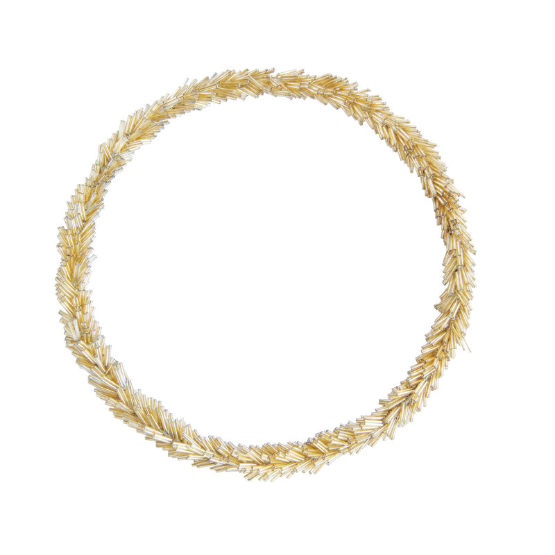 Couronne ronde en fil de fer et perles de verre