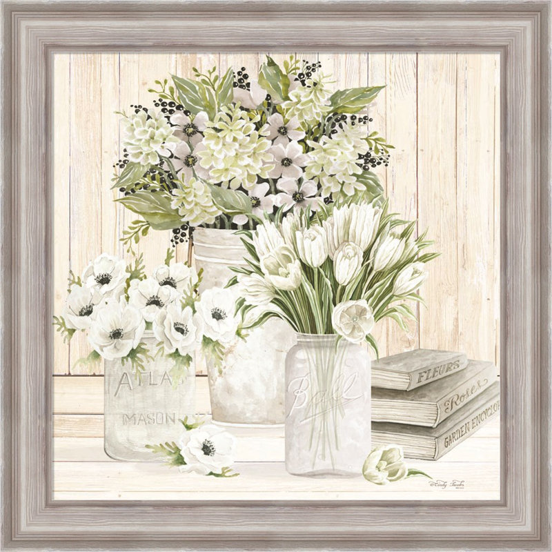 Collection de fleurs blanches par Cindy Jacobs, art mural encadré