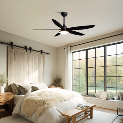 52" 5-Blades Ceiling Fan with Light Black