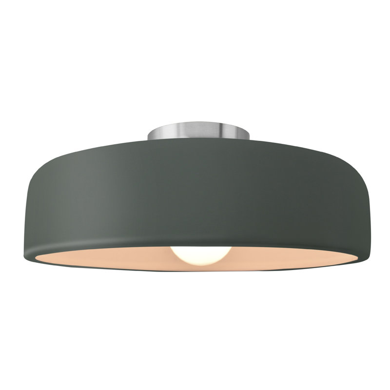 Plafonnier semi-encastré Radiance, Étain, vert, Nickel brossé, H 6,5 po x l 16 po x P 16 po