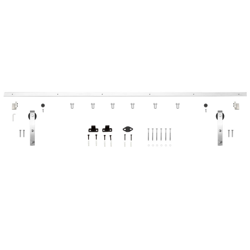 Ensemble de quincaillerie de porte de grange simple standard standard, 96 po, Nickel satiné