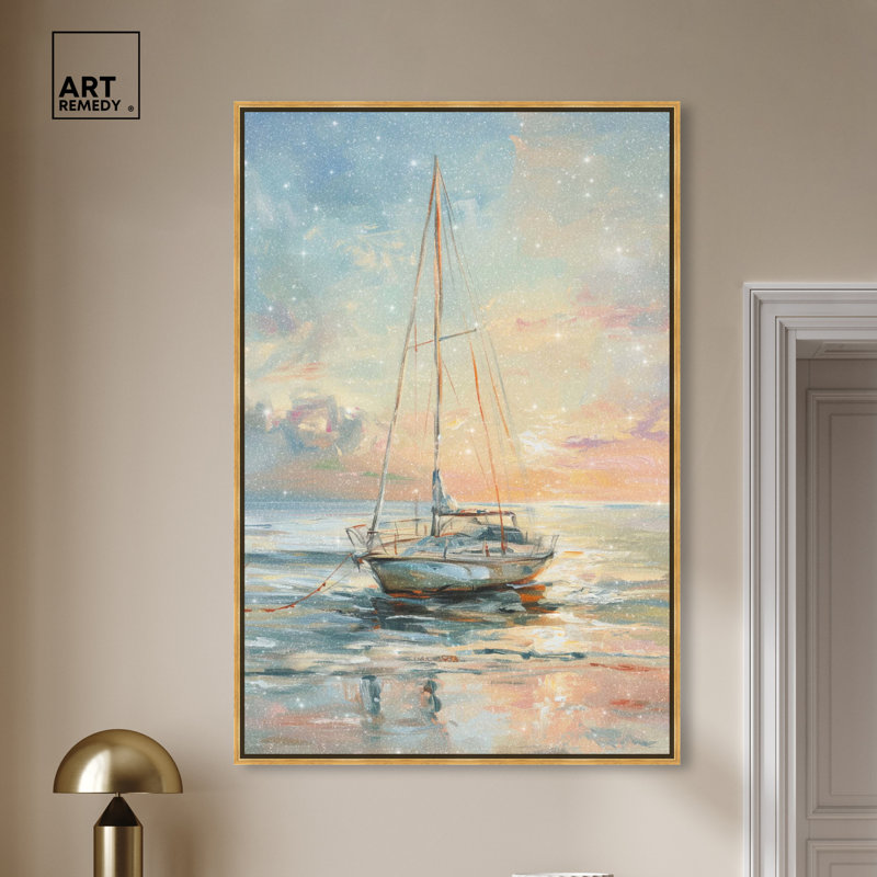 Gold Framed Boat on Shore Canvas Wall Art, 11 x 16