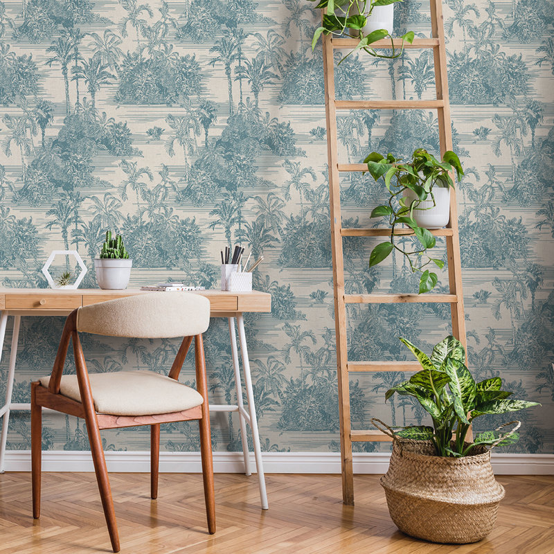 Papier peint adhésif Tropic Toile, Bleu