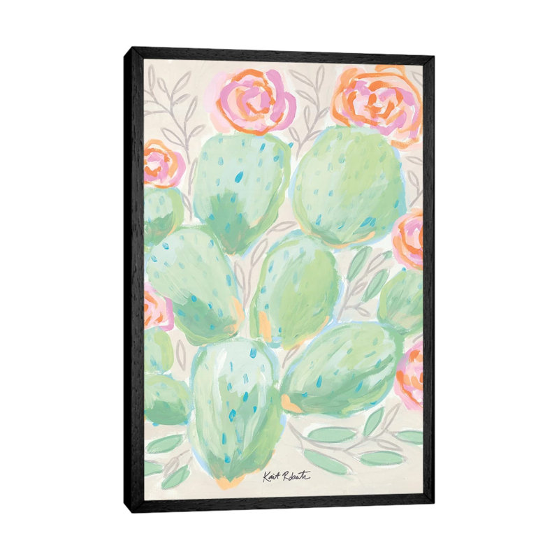 Life Can Be Prickly… Bloom Anyway by Kait Roberts - Painting on Canvas, Black Framed, 101.6cm H x 66.04cm W x 3.81cm D