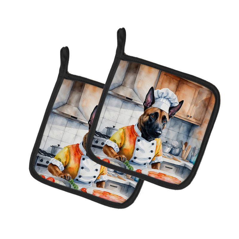 Caroline's Treasures The Dog Chef Polyester Potholder Set