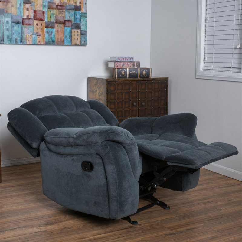 Fauteuil inclinable et oscillant classique en tissu gris acier Classic Design pour un confort luxueux et une élégance intemporelle