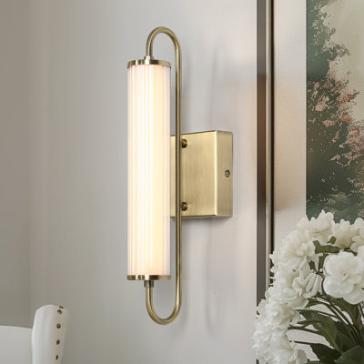 16.3”H Traditional Integrated LED Wall Sconce with Cylindrical Acrylic Shade