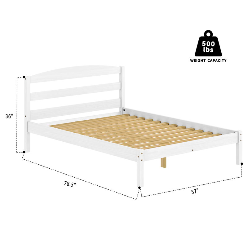 Genivieve Full & Twin Size Solid Pine Wood Bed Frame with Headboard and Footboard, No Box Spring Needed, Easy Assembly, Full