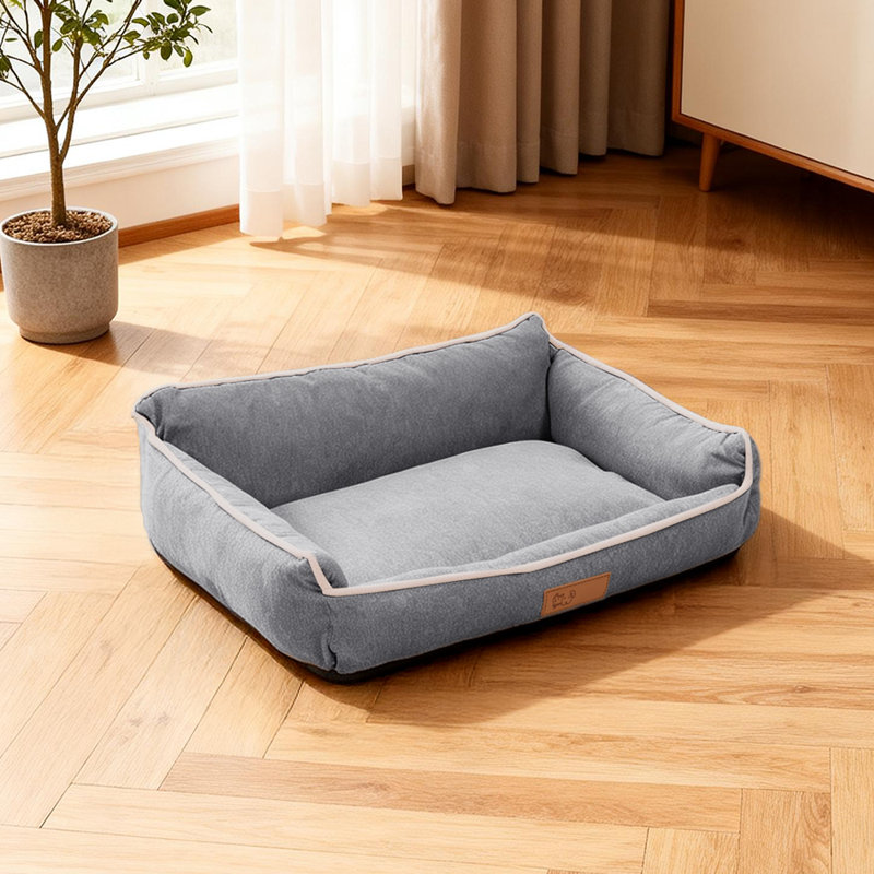 Cotton Pet Bed, Grey, Medium (18cm H x 70cm W x 50cm D)