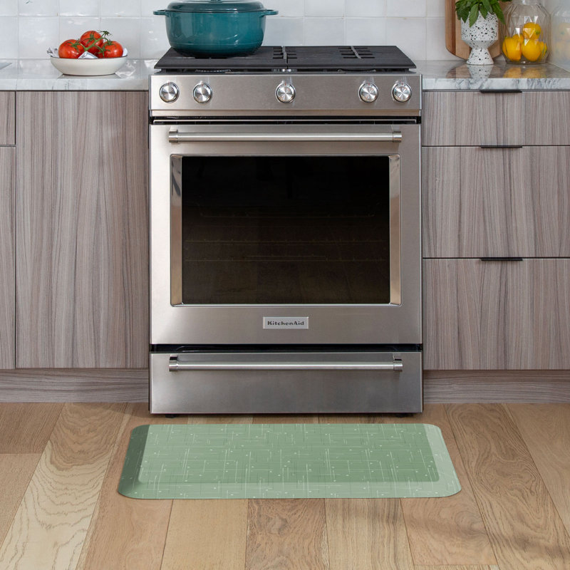 Tapis de cuisine anti-fatigue, motif de circuit moderne couleur sauge, 20 po x 32 po, Sauge