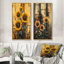 Farmhouse Barn Sunflowers At The Fence I - Collection d'art mural floral 2 panneaux