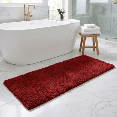 Better Trends Haven Collection 100% Polyester 2100 GSM Bath Runner Rug, Non-Slip TPR Backing , 20" x 60" Soft, Absorbent & Quick Dry Rug for Bathroom, Shower, Tub, Red