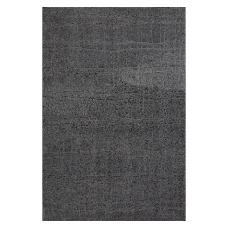 Modern Geometric Lines Area Rug, Charcoal, 8x10