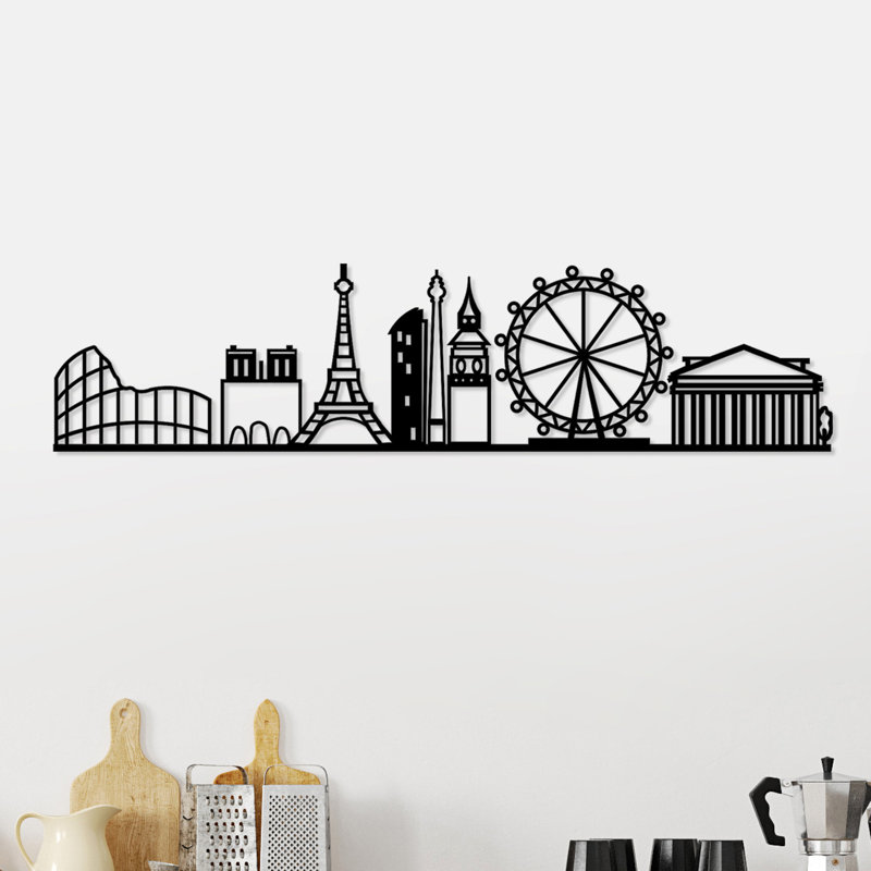 Stylish Decorative Metal Wall Accessory, Black Finish, 47.2 x 11.4 inches | 100% Metal, Thickness: 0.06 inches | Perfect for Home Decor, Modern Aesthetic, Durable and Eye-Catching Design