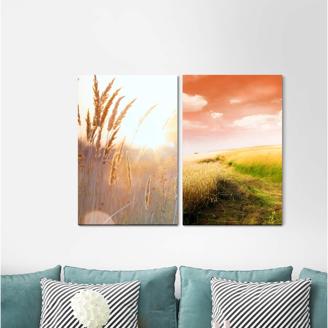 2-tlg. Leinwandbilder-Set - Grafikdruck „Andes Mountain Landscape Sunset Nature Relaxing Silence”