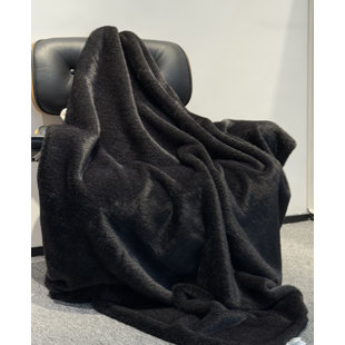 Luxury Soft Warm Faux Mink Throw Blanket - Minko 13 Black Stripe
