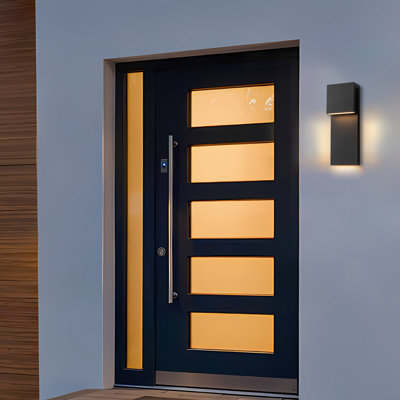  15in 2-light Matte Black Led Outdoor Wall Lantern