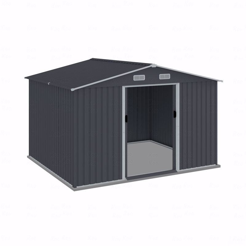 Remise de rangement extérieure 8 x 10 pi grande remise à outils en métal, maison de rangement robuste avec portes coulissantes avec évent