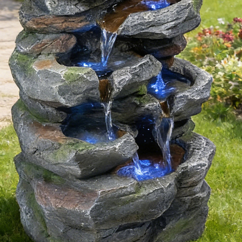 Fontaine d'extérieur en cascade avec lumières DEL pour patio