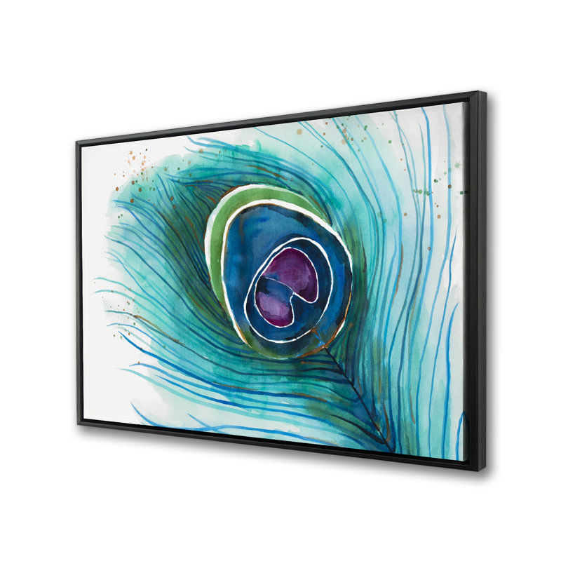Peacock Feather Closeup - Bohemian Purple Framed Canvas Art