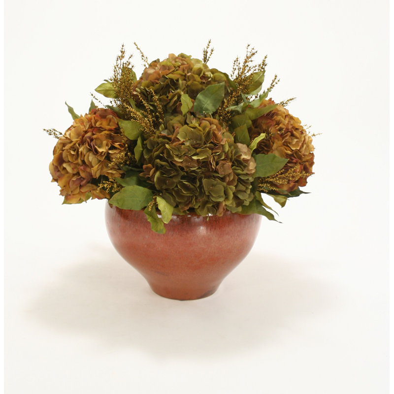 Silk Hydrangea Arrangement in Vase