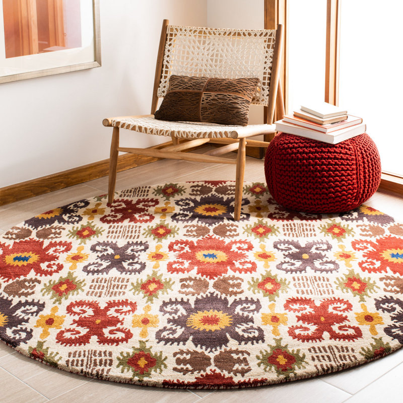 Soho Hand Tufted Wool Pile Ikat Rug, Round 6'