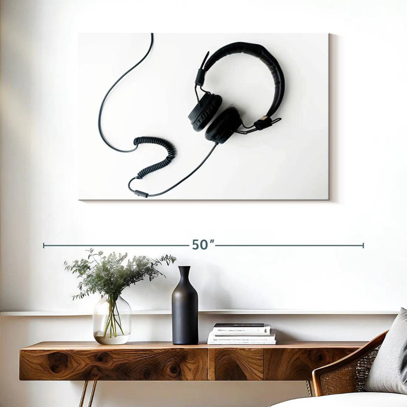 Abarca Black Wired Headphones, 26" H x 39" W