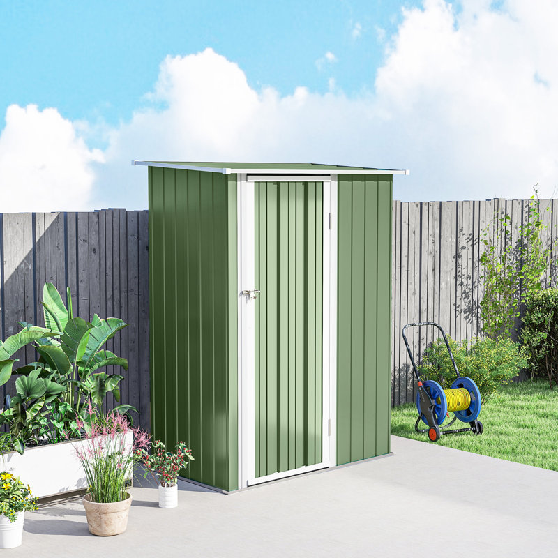 Outsunny 5ft x 3ft Garden Storage Shed Waterproof Sloped Roof, Light Green