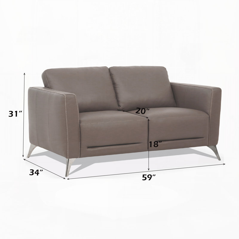 Canapé moderne, L 59 po, taupe Faux Leather