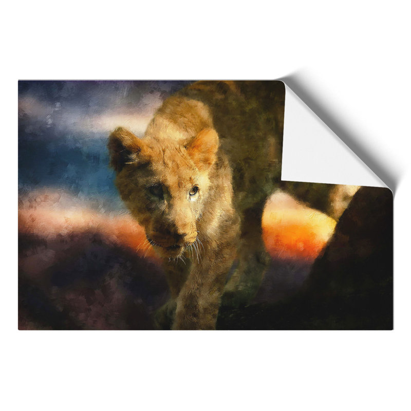 Lion Cub Painting - Frameless Print, 30cm H x 42cm W x 0.1cm D
