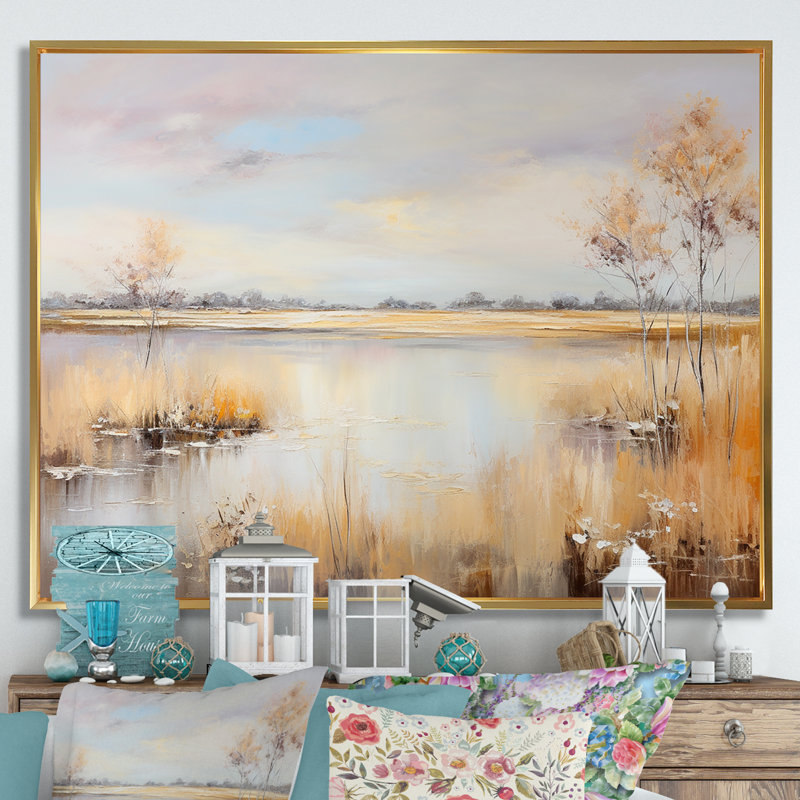 «Prairies Charm», impression sur toile, Cadre flottant doré, H 24 po x l 32 po x P 1 po
