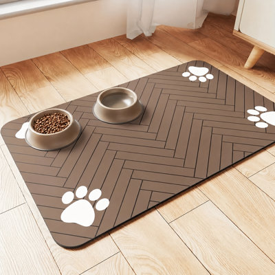 Absorbent Pet Feeding Mat – 15.8" x 23.6" Quick-Dry Diatomite Dog & Cat Food Mat with Non-Slip Rubber Backing, Spill-Proof Water Bowl Mat, Easy to Clean (Multiple Colors)