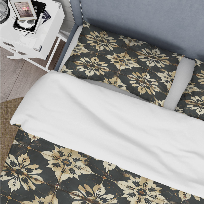 Ensemble de housse de couette Vintage Black Mosaic Tiles III - Country, Housse de couette très grand + 2 taies décorativ