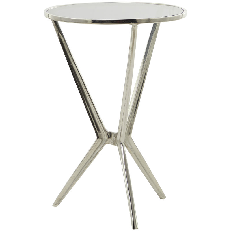 Lachlan Tray Top End Table, Silver Top/Black Base