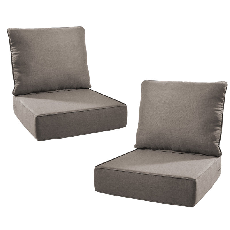 Wickes 24 In. X 24 In. Outdoor Deep Seating Lounge Chair Cushion 6" Thick Water-Resistant Seat/Back Cushion, Gray