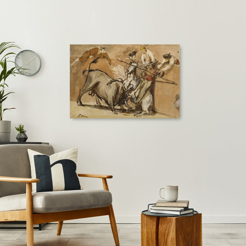 Bullfight, 1865 Impressionist Abstract Contemporary Bull Horse Wall Art Print, 60.96cm H x 91.44cm W