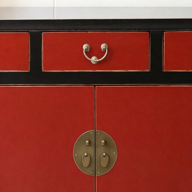 New Chinese Style Solid Wood Entryway Cabinet