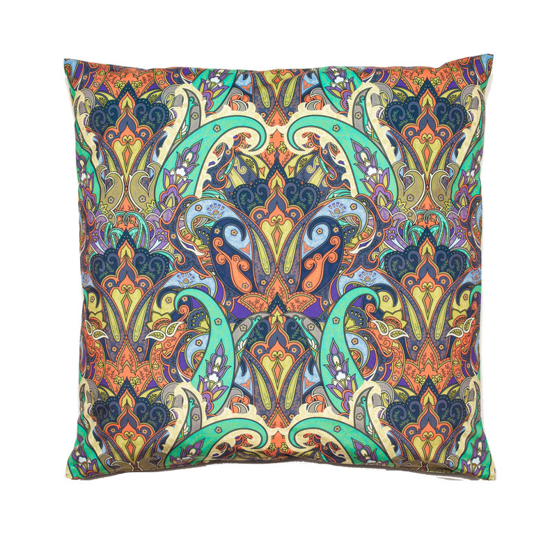 Hong Square Throw Cushion, Orange/Dark Blue