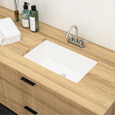 Lavabo de salle de bain encastré en céramique blanc 21 po x 13 po, conception élégante et généreuse, fonction rectangulaire de trop-plein, conception pratique